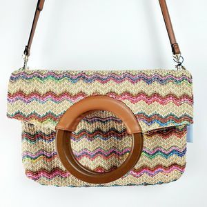 Libby Edelman Fiesta Straw Tote Crossbody NWT